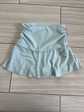 Light Blue Eyelet Circle Skirt - Women